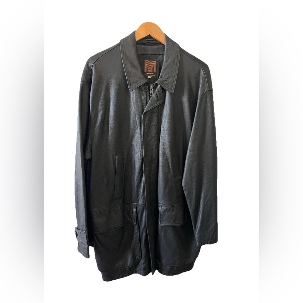Neiman Marcus supple Leather Car Coat/ Chore Jacket Sz M Black Luxury Classic
